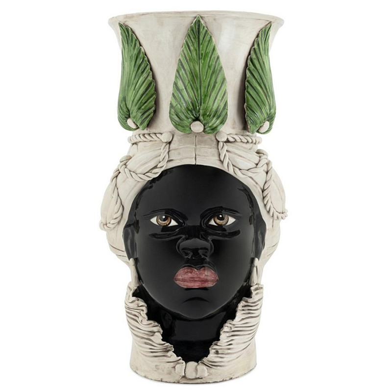 Ваза Vase Moro Lady Giant With Leaf Черный Бежевый Зеленый Ваза Vase Moro Lady Giant With Leaf Черный Бежевый Зеленый во Владивостоке | Loft Concept