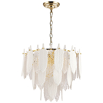 Люстра с декором из рельефного стекла в виде перьев Abelia Feather Chandelier 10 варинант исполнения - 2 | Loft Concept во Владивостоке