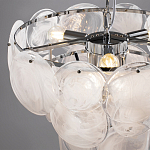 Люстра из белых стеклянных дисков на серебрянном каркасе White Glowing Reflectors варинант исполнения - 5 | Loft Concept во Владивостоке