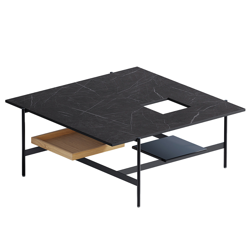 Karat журнальный столик цвета тёмный камень с съемным подносом Серый Черный во Владивостоке | Loft Concept 