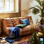 Дизайнерский кожаный диван коричневый без подлокотников Aveline Leather Sofa варинант исполнения - 6 | Loft Concept во Владивостоке