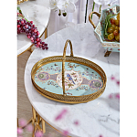 Блюдо овальное с ручкой и голубым фарфоровым дном с цветочным рисунком Blue Garden варинант исполнения - 3 | Loft Concept во Владивостоке