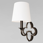 Бра с белым текстильным абажуром и декоративным основанием в виде четырехлистника с зеркальной вставкой Vitorino варинант исполнения - 1 | Loft Concept во Владивостоке