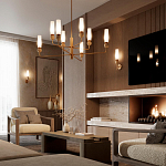 Люстра на штанге с 8-ю цилиндрическими матовыми плафонами и шарами из камня Orb Essence варинант исполнения - 9 | Loft Concept во Владивостоке