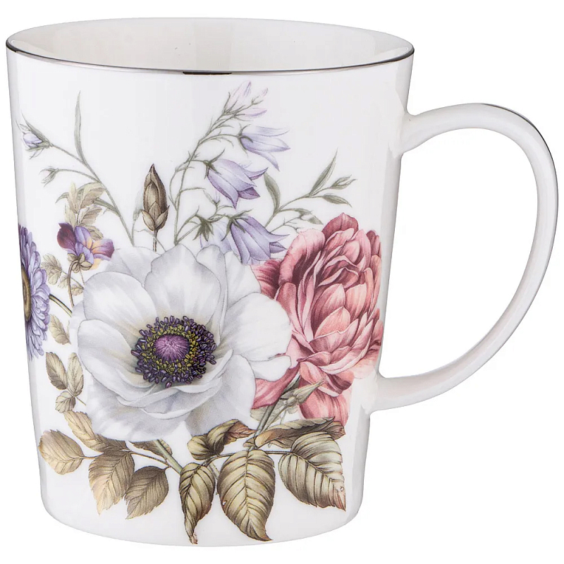 Кружка фарфоровая с рисунком цветов 400 мл Garden Whisper Porcelain Set Белый Мульти Кружка фарфоровая с рисунком цветов 400 мл Garden Whisper Porcelain Set Белый Мульти во Владивостоке | Loft Concept
