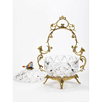 Конфетница с бронзовой ручкой и фарфоровой птичкой на крышке Eden Garden варинант исполнения - 2 | Loft Concept во Владивостоке