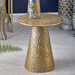 Журнальный столик с конусообразной основой и текстурной поверхностью золотого цвет Ethnic Metal варинант исполнения - 3 | Loft Concept во Владивостоке