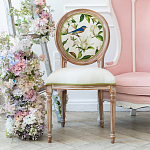 Стул бежевый из натурального бука с изображением птиц и цветов Blooming Blue Birds варинант исполнения - 3 | Loft Concept во Владивостоке