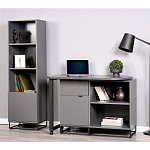 Стеллаж книжный цвета графит с 3-мя открытыми полками и дверкой Strict Lines варинант исполнения - 4 | Loft Concept во Владивостоке