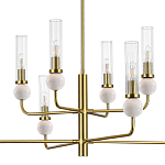 Люстра с 8-ю плафонами в форме стеклянных трубок и мраморных декоративных элементов Montreal варинант исполнения - 6 | Loft Concept во Владивостоке