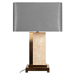 Настольная лампа с основанием из натурального камня c серым прямоугольным абажуром Lapis Tiburtinus варинант исполнения - 1 | Loft Concept во Владивостоке