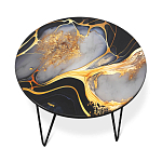 Стол журнальный с круглой столешницей из стекла Gold and Black Marble варинант исполнения - 2 | Loft Concept во Владивостоке