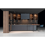 Комбинированный кухонный гарнитур сине-серого цвета с фасадом под дерево Benjamin Kitchen Set варинант исполнения - 4 | Loft Concept во Владивостоке