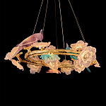 Люстра круглая на золотом каркасе с птичками и цветочным декором Miscellaneous herbs варинант исполнения - 4 | Loft Concept во Владивостоке