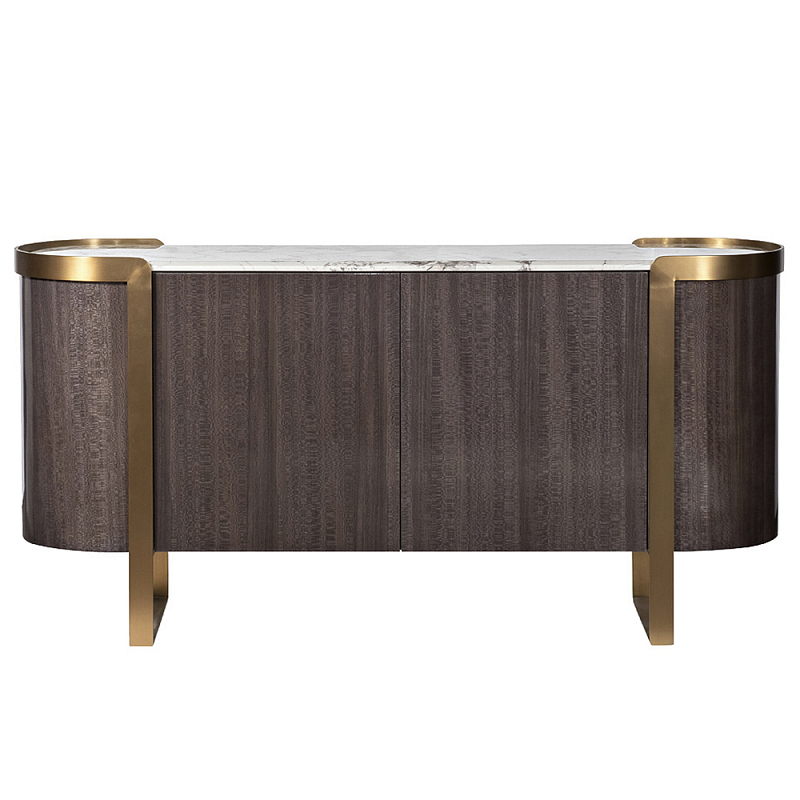 Комод  округлой формы с дверцами Chest of Precious Breed Дымчатый (Smoke) Латунь во Владивостоке | Loft Concept 