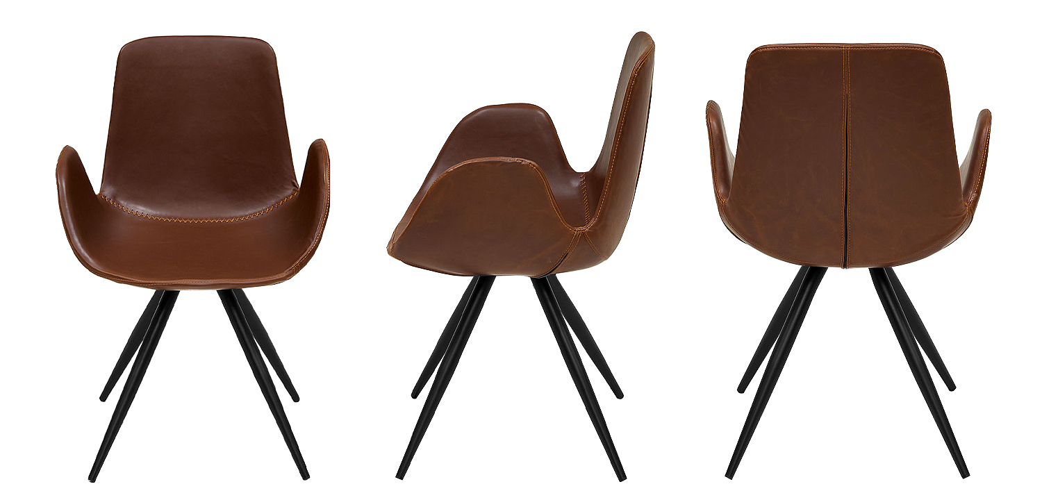 Стул коричневый с обивкой из эко-кожи Leigh Chair Стул коричневый с обивкой из эко-кожи Leigh Chair - Loft-Concept во Владивостоке