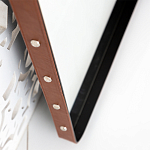 Зеркало прямоугольное в металлической раме с кожаной отделкой Loft in Reflection варинант исполнения - 3 | Loft Concept во Владивостоке