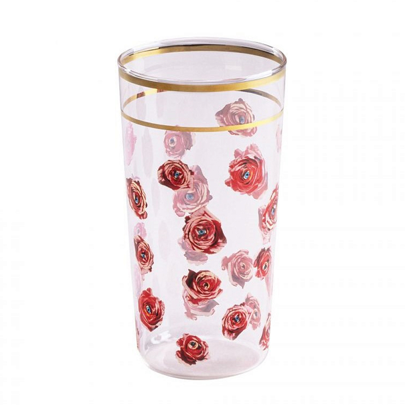 Стакан Seletti Roses Прозрачное Стекло Золотой Красный Стакан Seletti Roses Прозрачное Стекло Золотой Красный во Владивостоке | Loft Concept