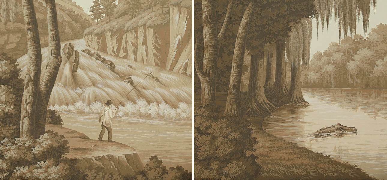 Обои ручная роспись North American River Views Sepia on scenic paper Обои ручная роспись North American River Views Sepia on scenic paper - Loft-Concept во Владивостоке