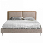 Кровать двуспальная серая с изголовьем из экокожи и ткани Modern Look варинант исполнения - 3 | Loft Concept во Владивостоке