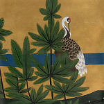 Обои ручная роспись Tsuro Cranes Original colourway on Gold Bullion gilded silk варинант исполнения - 2 | Loft Concept во Владивостоке