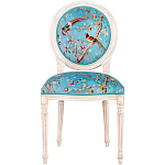 Стул из массива бука бирюзовый с изображением птиц и цветов Turquoise Beige Chinoiserie Peach Garden Chair варинант исполнения - 1 | Loft Concept во Владивостоке
