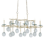 Люстра линейная с круглыми прозрачными подвесками  Horizontal Rectangular Chandelier варинант исполнения - 2 | Loft Concept во Владивостоке