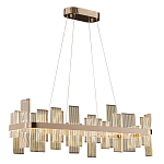 Люстра подвесная прямоугольная с рифлёными прозрачными элементами и золотым основанием Aurea Vista варинант исполнения - 1 | Loft Concept во Владивостоке