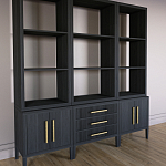 Модульный стеллаж Primo из трех составных элементов Черный дуб варинант исполнения - 3 | Loft Concept во Владивостоке