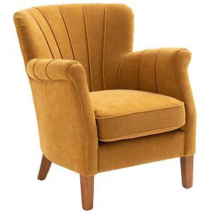 Кресло велюровое на ножках из массива ясеня Jessie Armchair