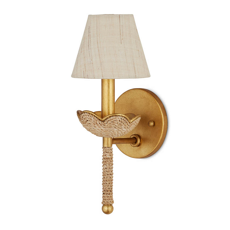 Бра из кованого железа с отделкой плетеной веревкой и сусальным золотом Parisian Style Золотой Бежевый во Владивостоке | Loft Concept 