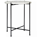 Кофейный столик с круглой разноцветной столешницей на 4-х черных ножках Multicolored Stone Composite варинант исполнения - 1 | Loft Concept во Владивостоке