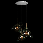 Люстра подвесная с прозрачными бирюзовыми стеклянными шарами и круглым основанием 3 лампы Giopato & Coombes варинант исполнения - 2 | Loft Concept во Владивостоке