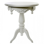 Стол приставной круглый белого цвета из массива бука с легкими потертостями White Provence варинант исполнения - 1 | Loft Concept во Владивостоке