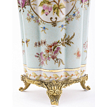 Ваза голубого цвета из фарфора с цветочным рисунком и бронзовой стрекозой Blue Garden варинант исполнения - 3 | Loft Concept во Владивостоке