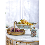 Блюдо овальное с ручкой и голубым фарфоровым дном с цветочным рисунком Blue Garden варинант исполнения - 5 | Loft Concept во Владивостоке