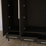 Большой Шкаф Primo Темный орех с 3 дверьми и 3 выдвижными ящиками варинант исполнения - 7 | Loft Concept во Владивостоке