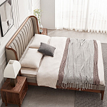 Кровать двуспальная с мягким изголовьем Moon Walnut Bed варинант исполнения - 4 | Loft Concept во Владивостоке