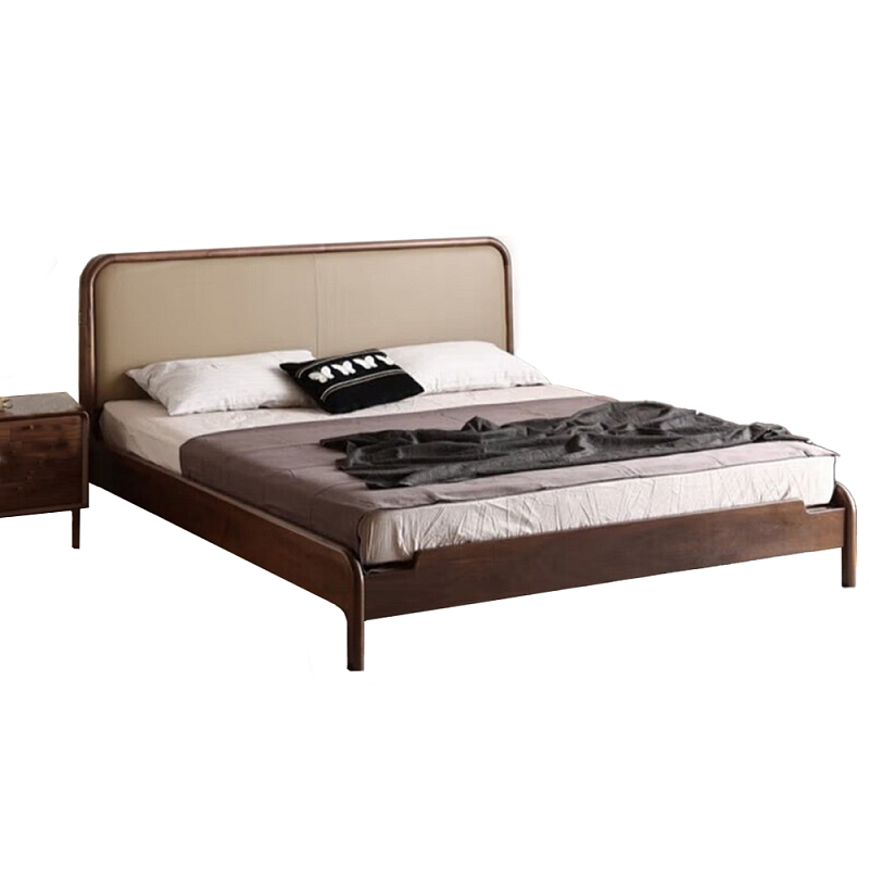 Кровать с каркасом из дерева и мягким изголовьем Moon Walnut Bed Орех Кровать с каркасом из дерева и мягким изголовьем Moon Walnut Bed Орех во Владивостоке | Loft Concept