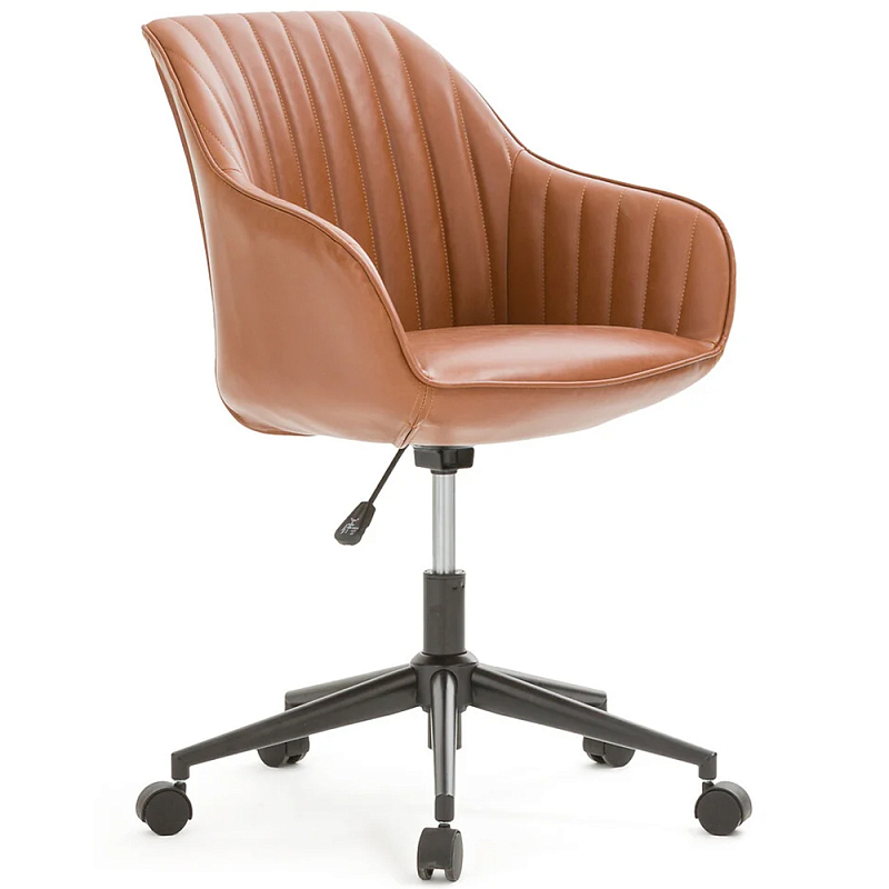 Вращающееся кресло на колёсах Alis Chair Коричневый Черный Хром Вращающееся кресло на колёсах Alis Chair Коричневый Черный Хром во Владивостоке | Loft Concept