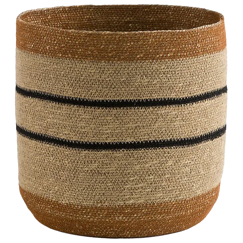 Плетеная корзина в полоску Okiro Wicker Basket Коричневый Бежевый Черный Плетеная корзина в полоску Okiro Wicker Basket Коричневый Бежевый Черный во Владивостоке | Loft Concept
