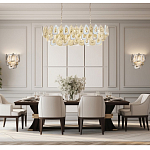 Люстра овальная с многослойными белыми и прозрачными подвесками Character Chandelier варинант исполнения - 6 | Loft Concept во Владивостоке