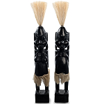 Комплект из 2-х деревянных статуэток Asmat Straw Headdress Statuettes Black варинант исполнения - 4 | Loft Concept во Владивостоке