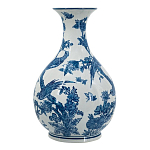 Ваза с мотивами цветущего сада с попугаями Blue Vase Inspired by Nature варинант исполнения - 2 | Loft Concept во Владивостоке