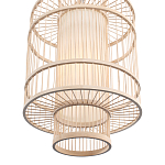 Подвесной светильник из деревянных прутьев с плафоном из натуральной ткани Light Inside the Cell варинант исполнения - 5 | Loft Concept во Владивостоке