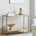 Консоль деревянной столешницей и полкой Wooden Table Top and Shelf варинант исполнения - 6 | Loft Concept во Владивостоке