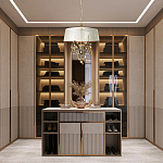 Люстра подвесная круглая с тканевым полупрозрачным абажуром и подвесками 4 лампы Gilded Elegance варинант исполнения - 8 | Loft Concept во Владивостоке