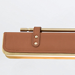 Подвесной светильник линейный латунного цвета в кожаном коричневом чехле и декоративными ремешками Alora варинант исполнения - 4 | Loft Concept во Владивостоке