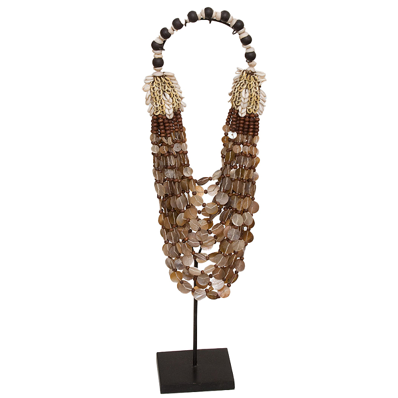Этническое ожерелье из ракушек и круглых бусин Aboriginal Long Necklace Shells Коричневый Черный Бежевый Этническое ожерелье из ракушек и круглых бусин Aboriginal Long Necklace Shells Коричневый Черный Бежевый во Владивостоке | Loft Concept