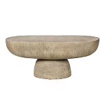 Столик кофейный кремового цвета с овальной столешницей и круглым основанием Cream Dalmen Table варинант исполнения - 1 | Loft Concept во Владивостоке